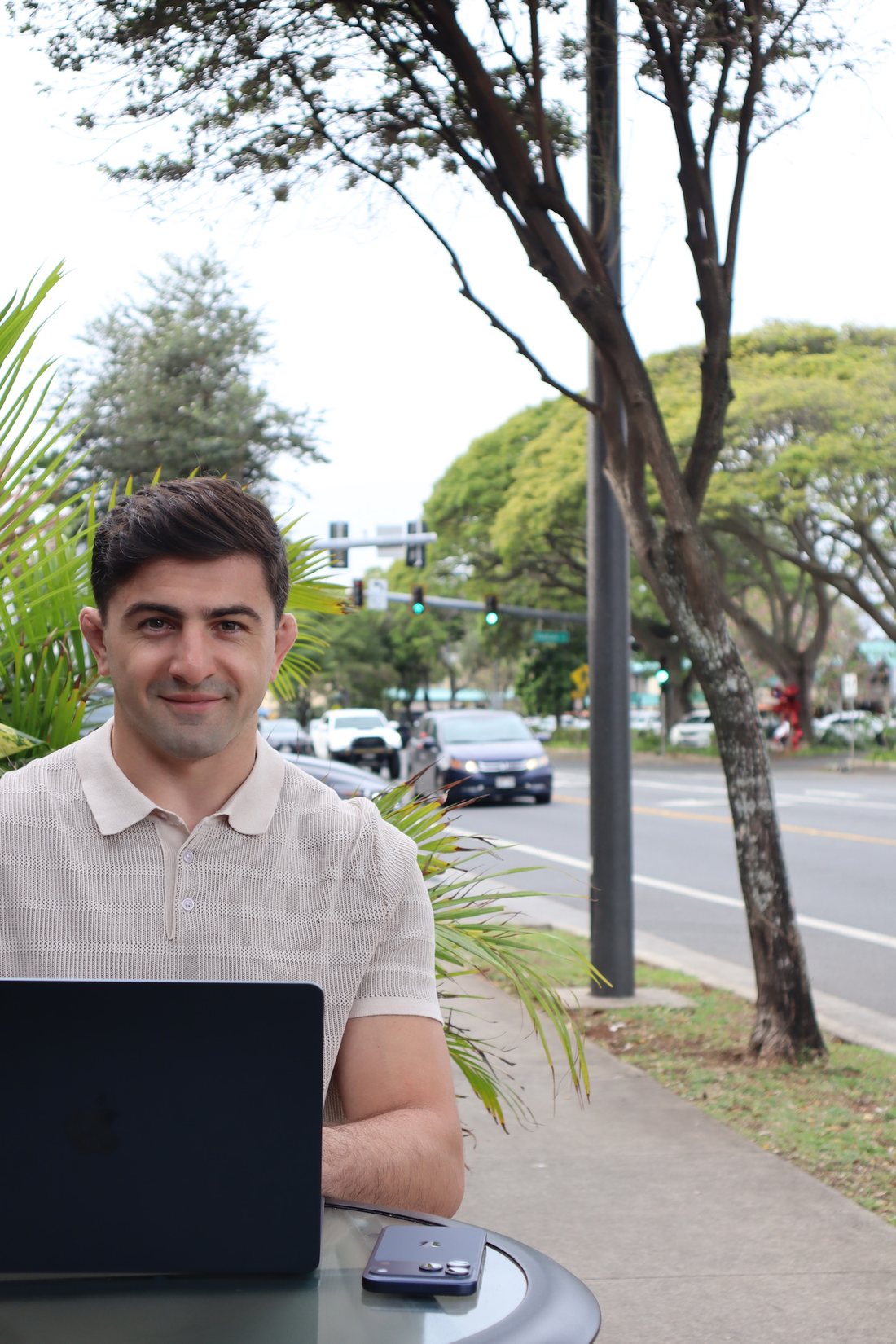 Jonathan, founder of Greenlight Systems, working from Oahu